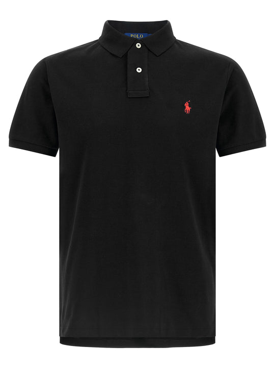 Logo Embroidery Shirt Polo Black