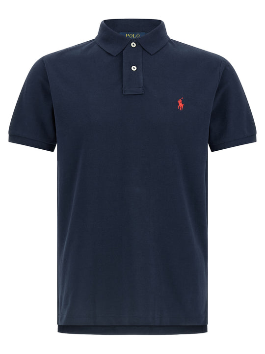 Logo Embroidery Shirt Polo Blue