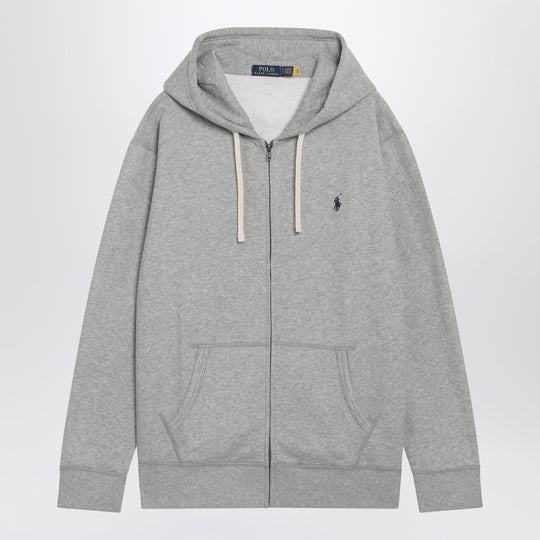Gray Cotton Zip-Up Hoodie