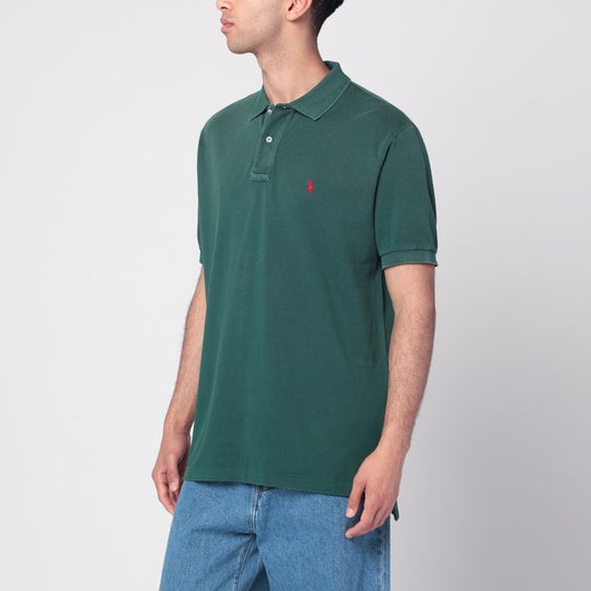 Washed Forest Green Cotton Polo