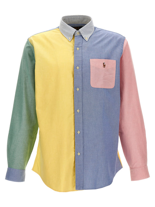 Patchwork Shirt With Logo Embroidery Shirt And Blouse Multicolor