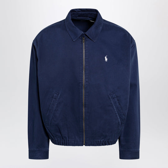 Navy Blue Zip-Up Jacket In Cotton