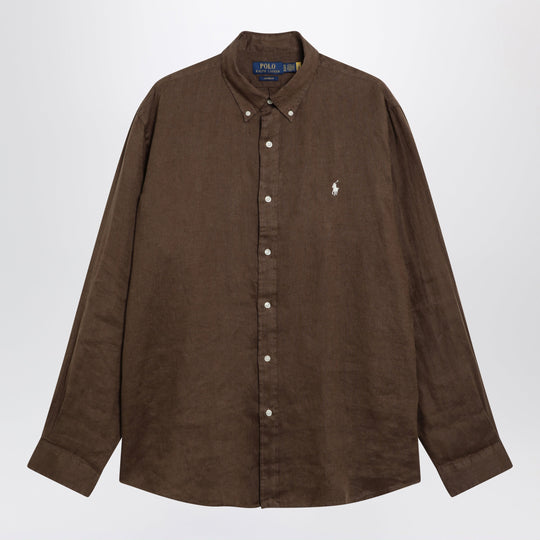 Custom-Fit Linen Shirt In Hazelnut Color
