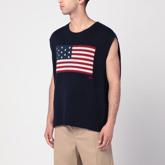 Navy Blue Vest With Flag Big-Fit