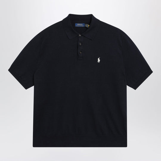 Navy Blue Cotton Knit Polo