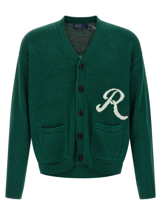 Intarsia Logo Cardigan Sweaters And Cardigans Green