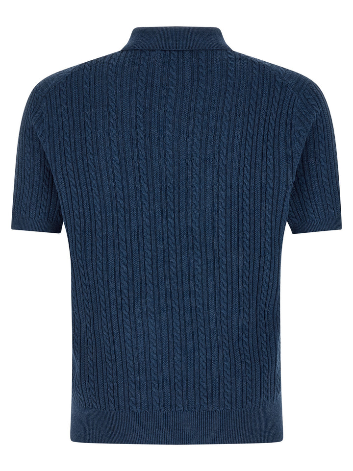 Polo Ralph Lauren Braided  Sweater Polo - Blue | 03cfe4d989d7d5f38a9a40345466fc42bb91bb47