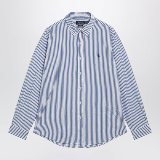 White/Blue Striped Custom-Fit Shirt
