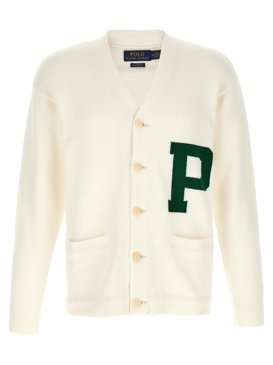 Letter Intarsia Cardigan Sweaters And Cardigans Green