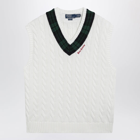 Cream Cable-Knit Relaxed-Fit Vest
