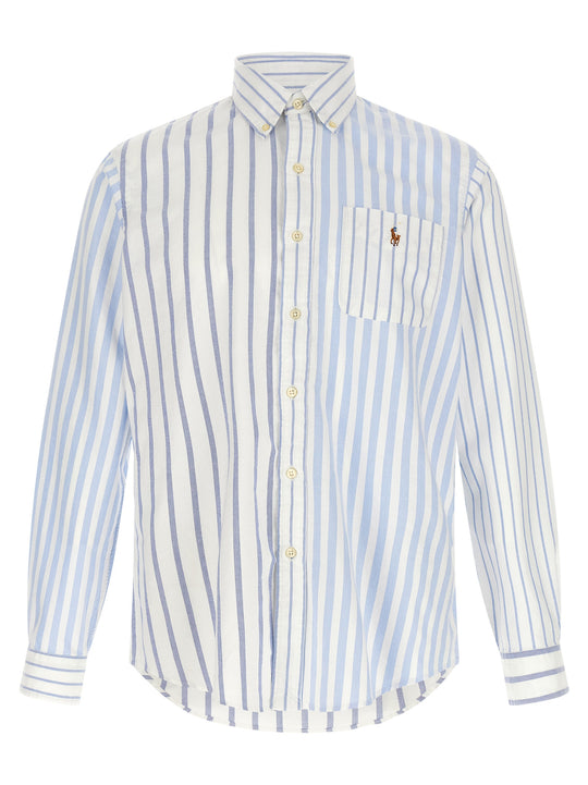 Oxford Patchwork Shirt Shirt And Blouse Light Blue