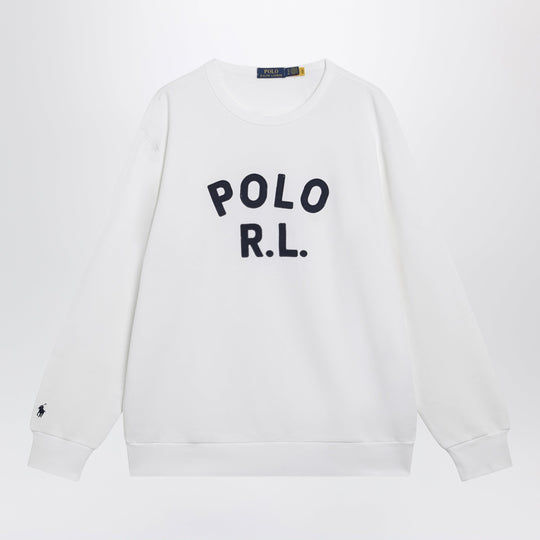 White Sweatshirt With Logo Embroidery