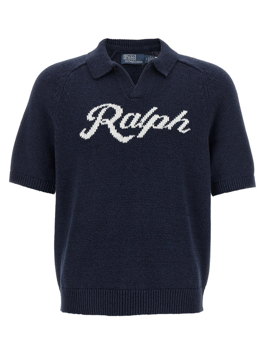 Intarsia Logo Sweater Sweaters And Cardigans Blue