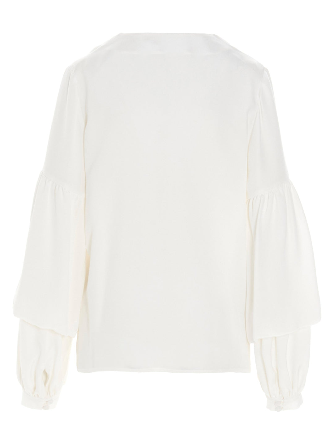 Puff-Sleeve Silk Shirt Shirt And Blouse White