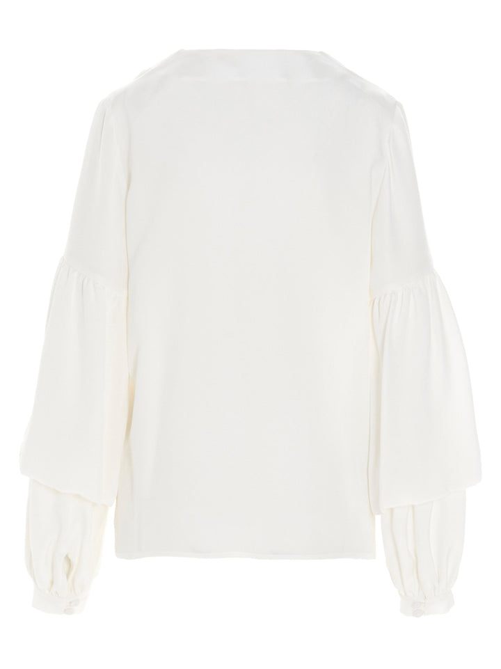 Puff-Sleeve Silk Shirt Shirt And Blouse White