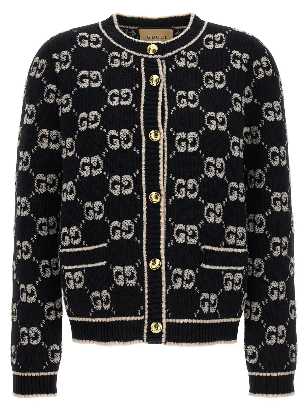 Gucci Cardigan Logo Gg Sweaters and Cardigans - White/Black | bf5dd9349663cadf09896da1970fecea5952fc18