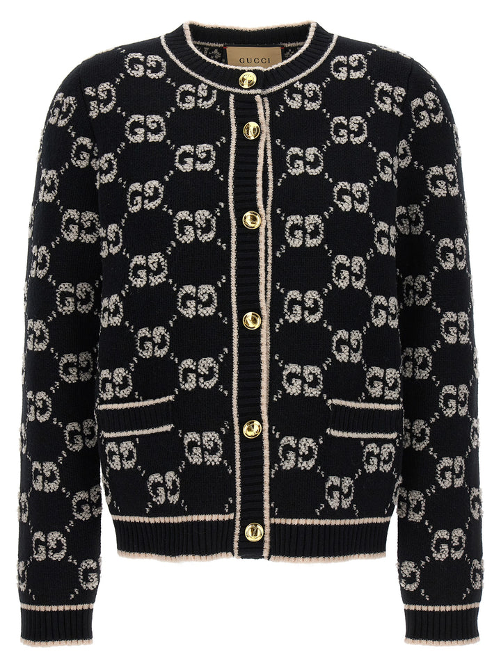 Gucci Cardigan Logo Gg Sweaters and Cardigans - White/Black | bf5dd9349663cadf09896da1970fecea5952fc18