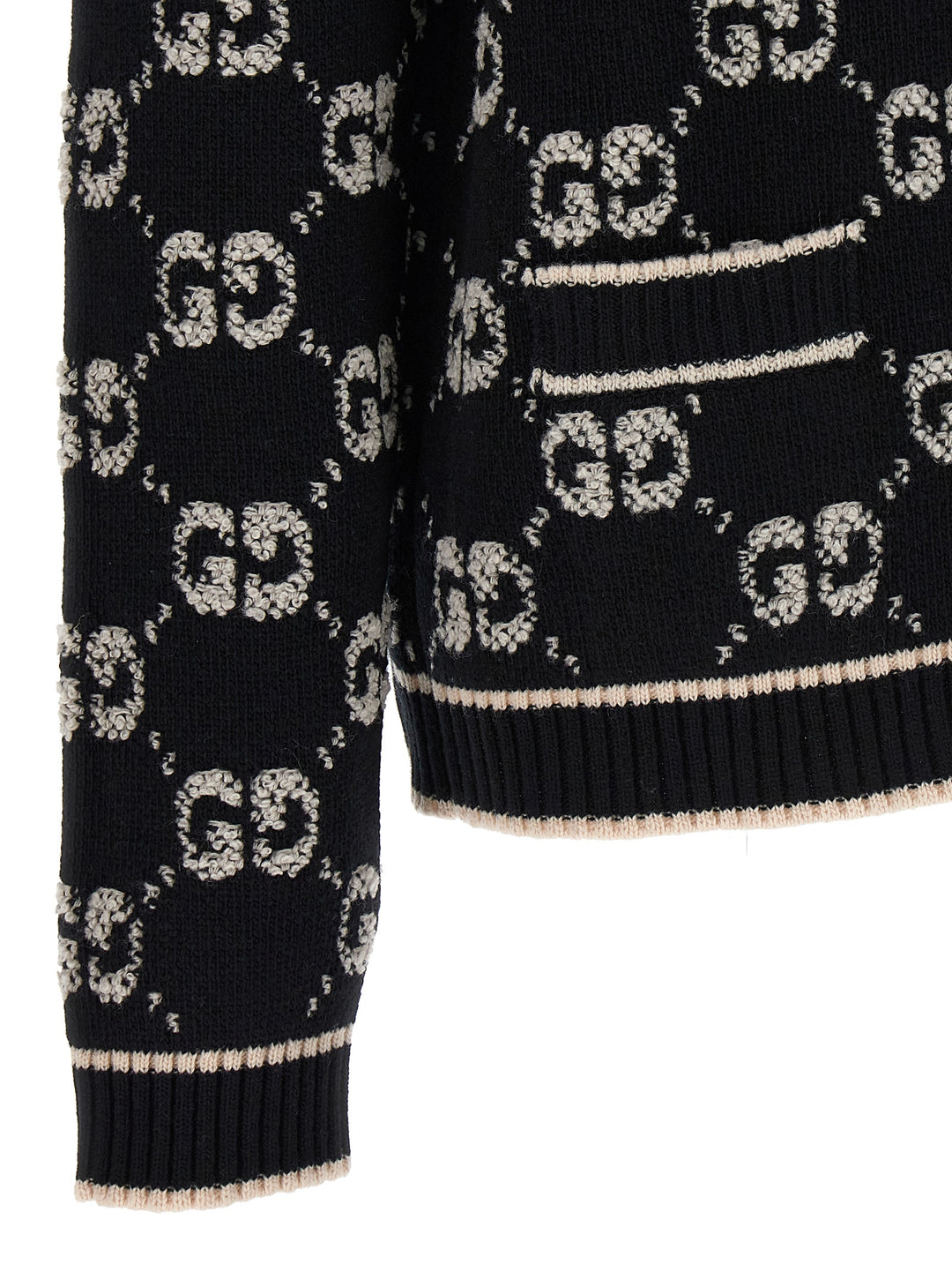Gucci Cardigan Logo Gg Sweaters and Cardigans - White/Black | f46c14577c8385d5817185958405ab01590ff973
