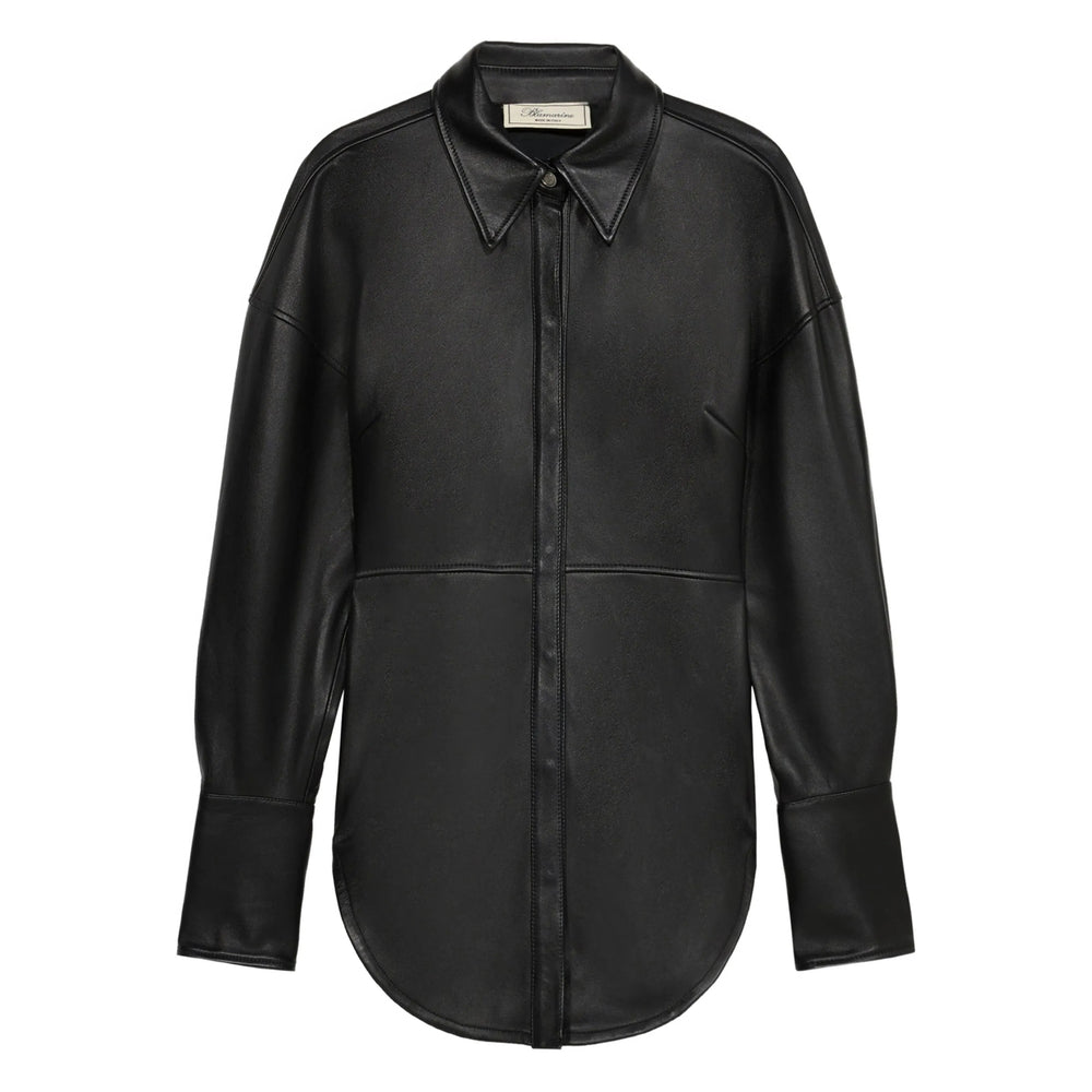 Blumarine Leather Shirts - Black | e15882db354be244eed900879dbd18b7c1af0c28