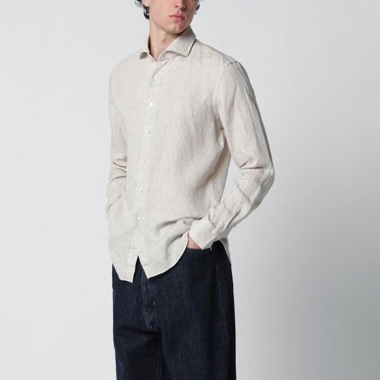Tailor Fit Linen Shirt Beige