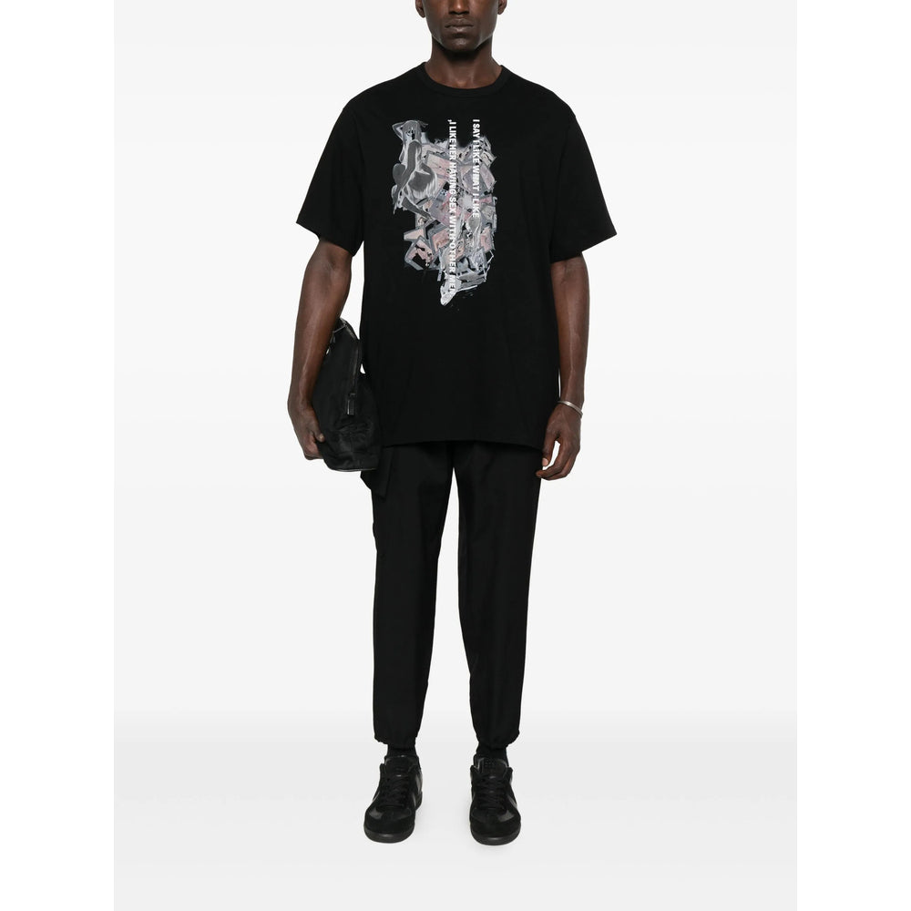 Yohji Yamamoto T Shirts - Black | 2615e3057ab6af46d48db6ac1dd18e75e7b59640