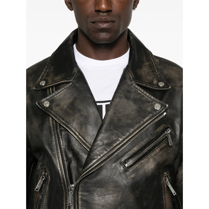 Dsquared2 Leather Outerwears - Black | be78e928fec89fe8f1a82394b15834286c7af49e