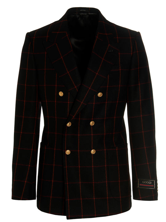 Double-Breasted Check Blazer Multicolor