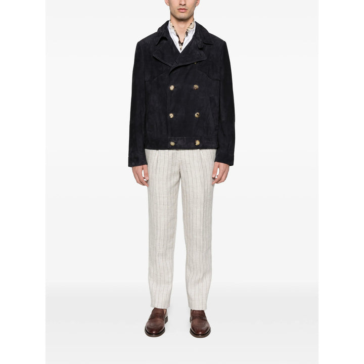 Brunello Cucinelli Leather Outerwears - Blue | bfb1c56189122d48fd84bbd28ab0bf5109ab6ac1