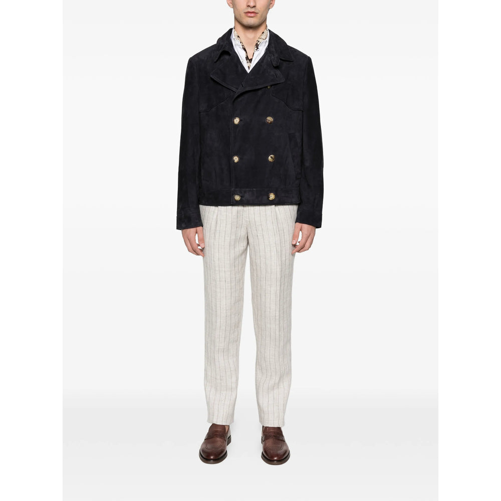 Brunello Cucinelli Leather Outerwears - Blue | c2c34d63f246ddff7331bbe577c681fa04914d77