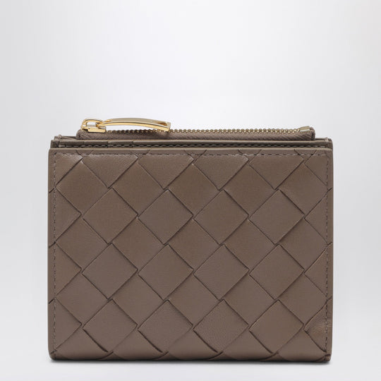 Small Bi-Fold Intrecciato Wallet In Beige Pinecone