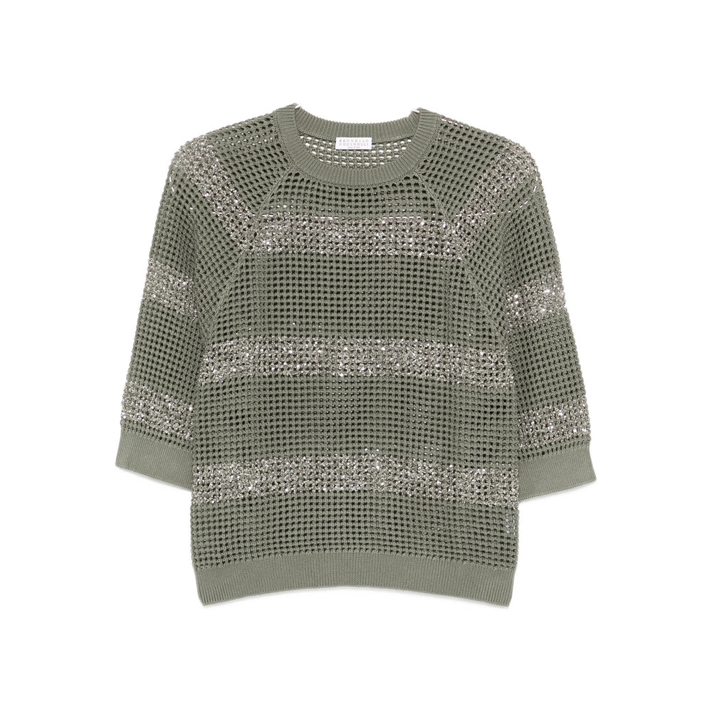 Brunello Cucinelli Sweaters - Green/Silver | 6c427c46fe36980501faa9c6b0ba1c3b5f80c448