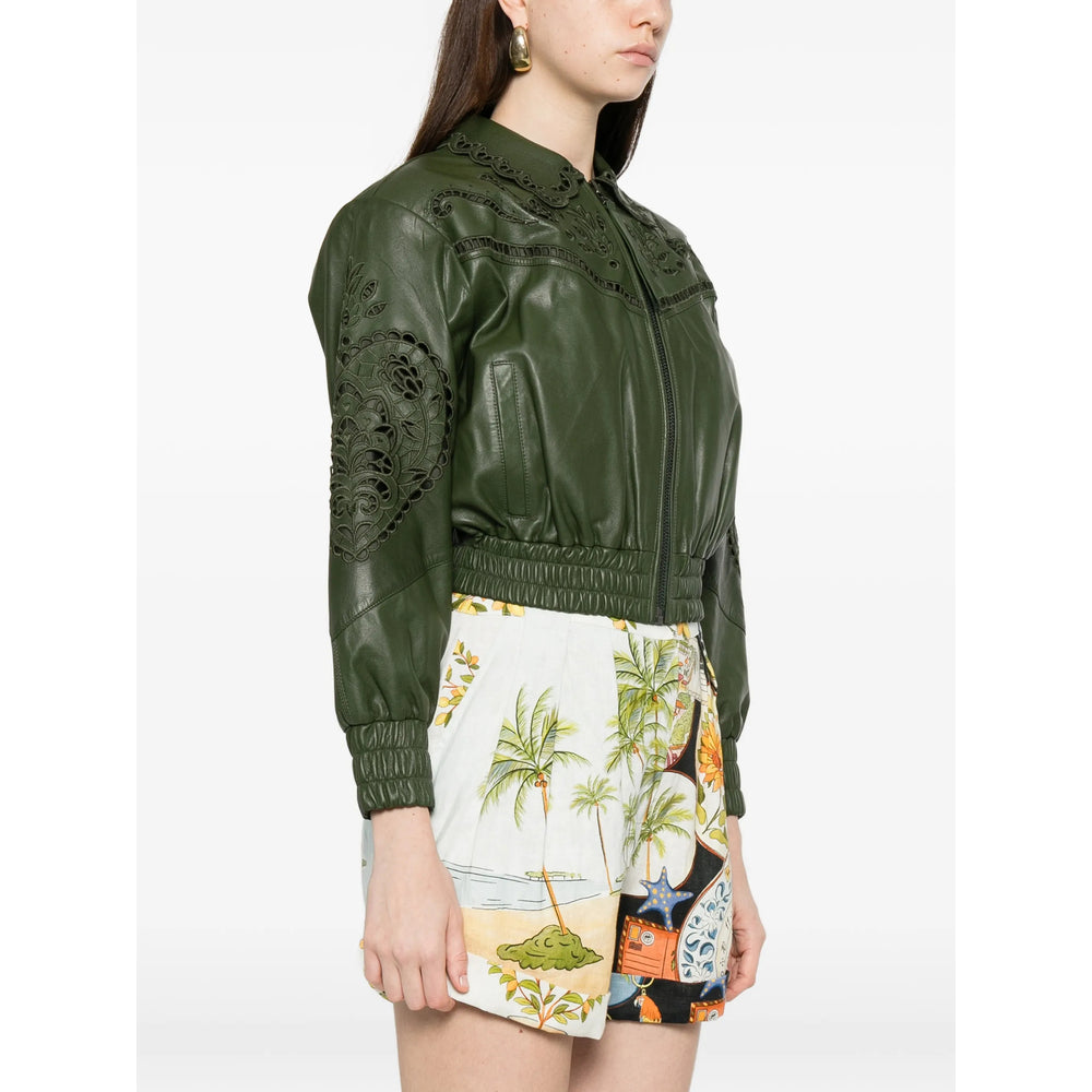 Farm Rio Leather Outerwears - Green | 95a7ffe42baabe67200b6fc38430a2ec686887fe