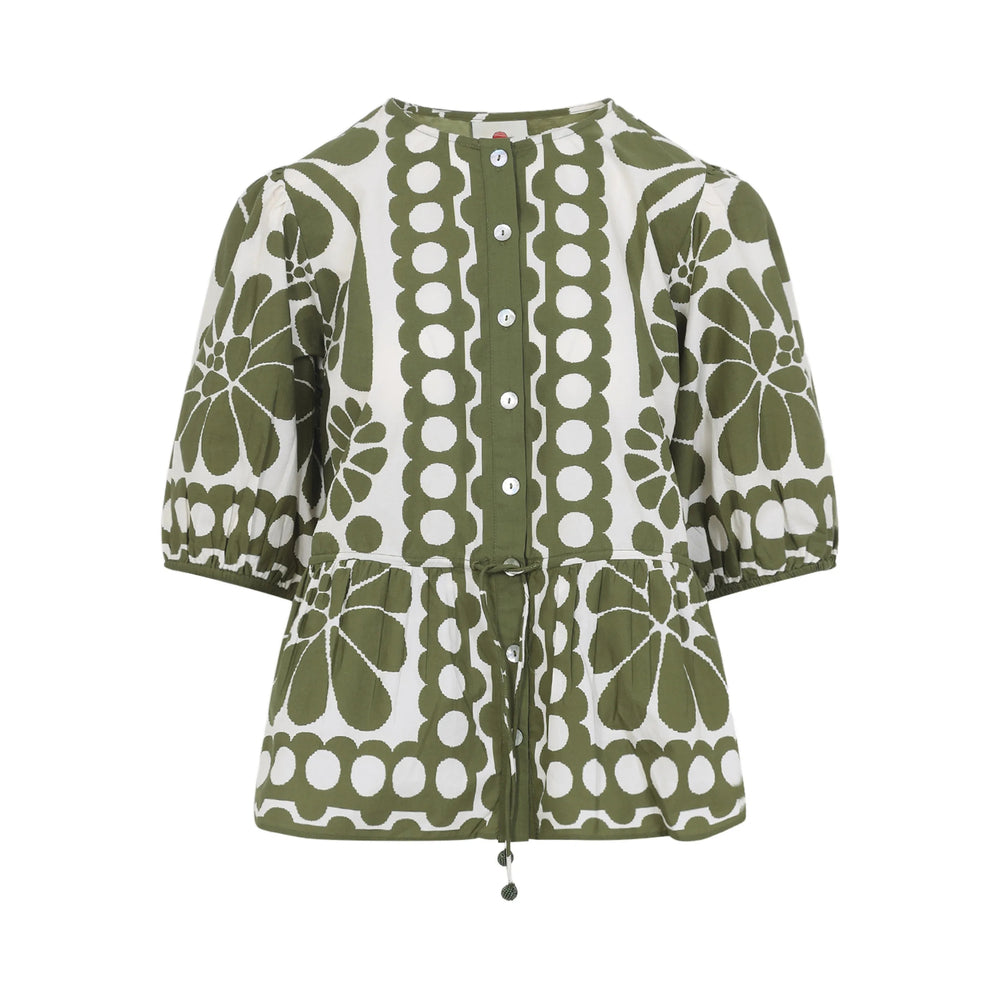 Farm Rio Shirts - White, Green | 2404dc6d8803ca699985378462fb338652a8abda