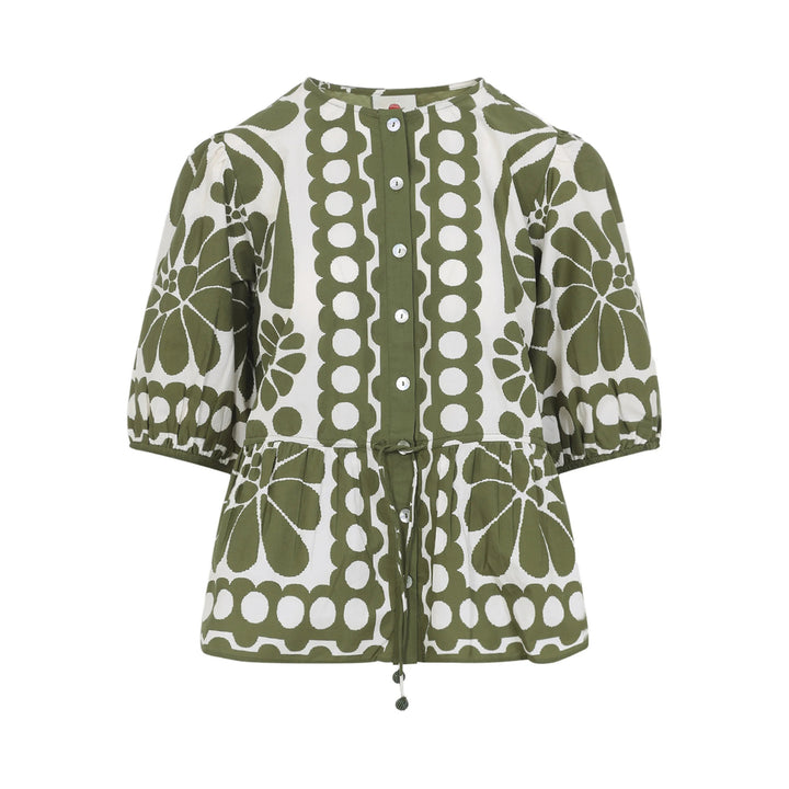 Farm Rio Shirts - White, Green | 2404dc6d8803ca699985378462fb338652a8abda