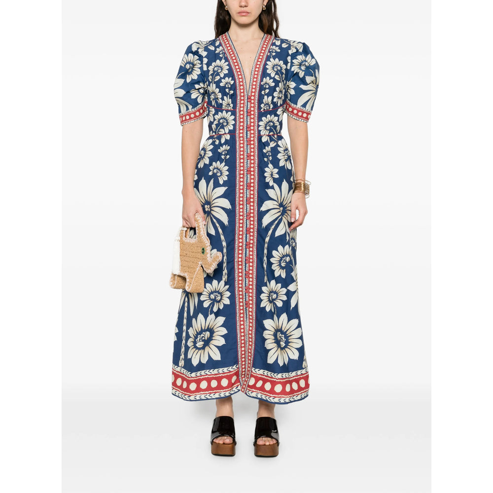 Farm Rio Dresses - Blue, White | 5a9156bc90feb91f766db5863ff42b2297c140eb