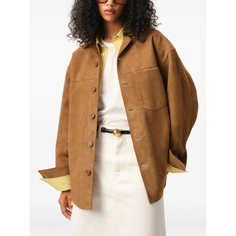 Ami Paris Leather Shirts - Brown | 7032f1c0d1096162c1ba8c2d49a81caa98d9a915