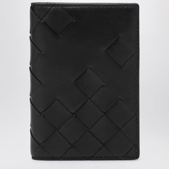 Card Holder With Flap Black In Braided