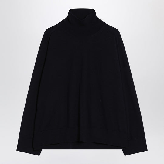 Dark Blue Turtleneck Wool Sweater
