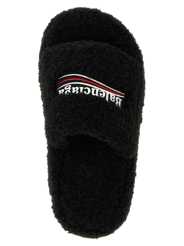 Balenciaga Furry Platform Sandals - Black | 4e61dccc64f3e6100640f94a3b3fff3edcaec638