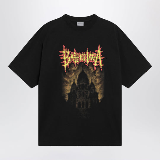 Black Oversized T-Shirt With Logo Print