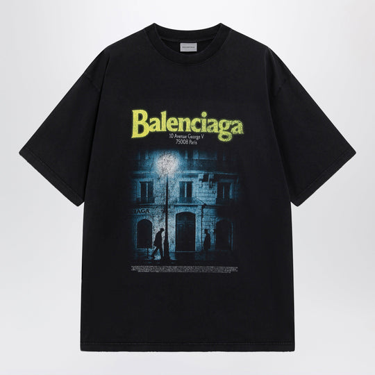 The Address Men’s Regular-Fit T-Shirt In Faded Black Cotton
