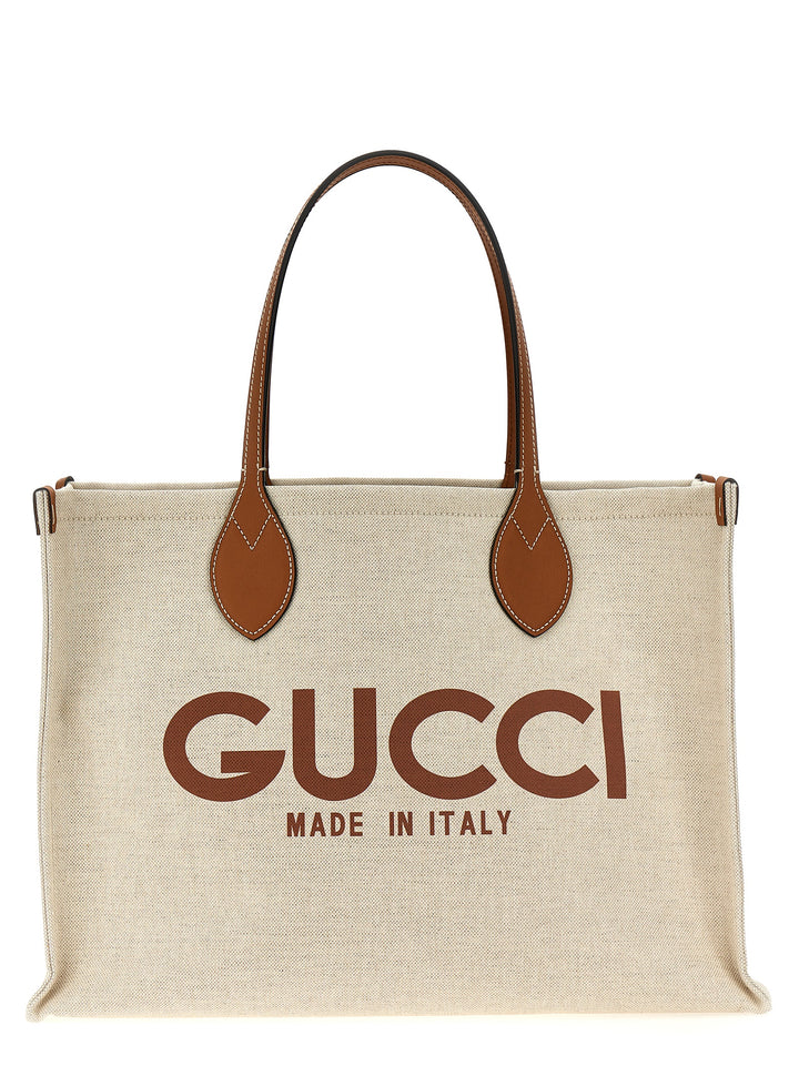 Gucci Logo Shopping Bag Tote Bag - Beige | 724288c3337cea3e5c990a77cedf0e865fc2e212
