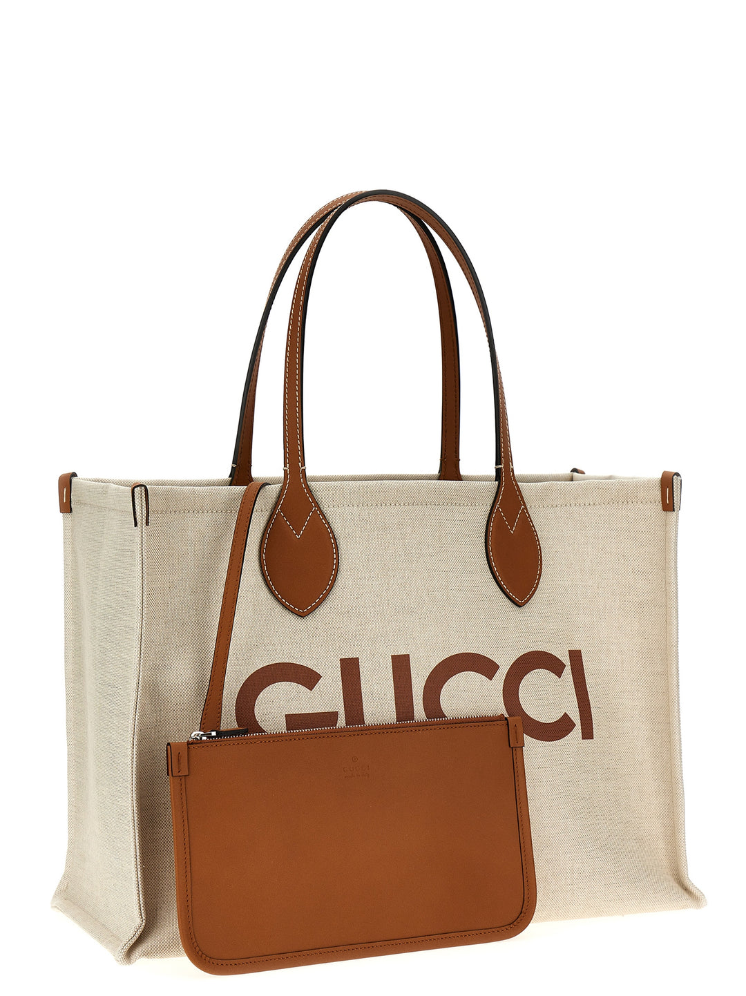 Gucci Logo Shopping Bag Tote Bag - Beige | 4aa24de9fa519f60cd6da9f174a374a3660ccc75