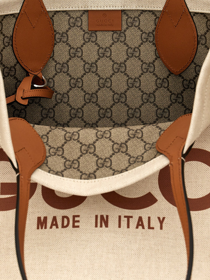 Gucci Logo Shopping Bag Tote Bag - Beige | 58cd9d55933ddf2a473ae8f863e4cf0cc8dc2f4c