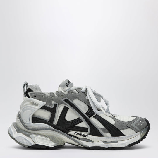 Grey/White/Black Runner Sneakers In Nylon