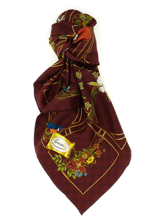Floral Print Carré Scarves And Foulards Bordeaux