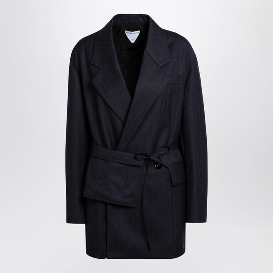 Black/Blue Mélange Striped Wool Jacket