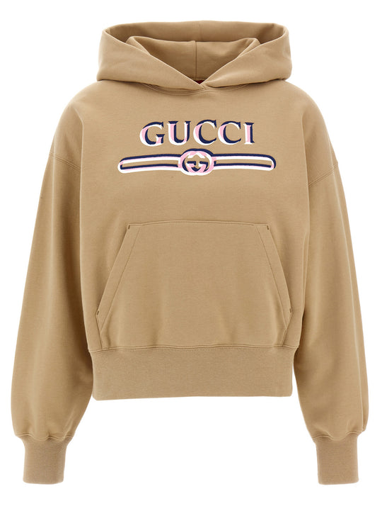 Logo Hoodie Sweatshirt Beige