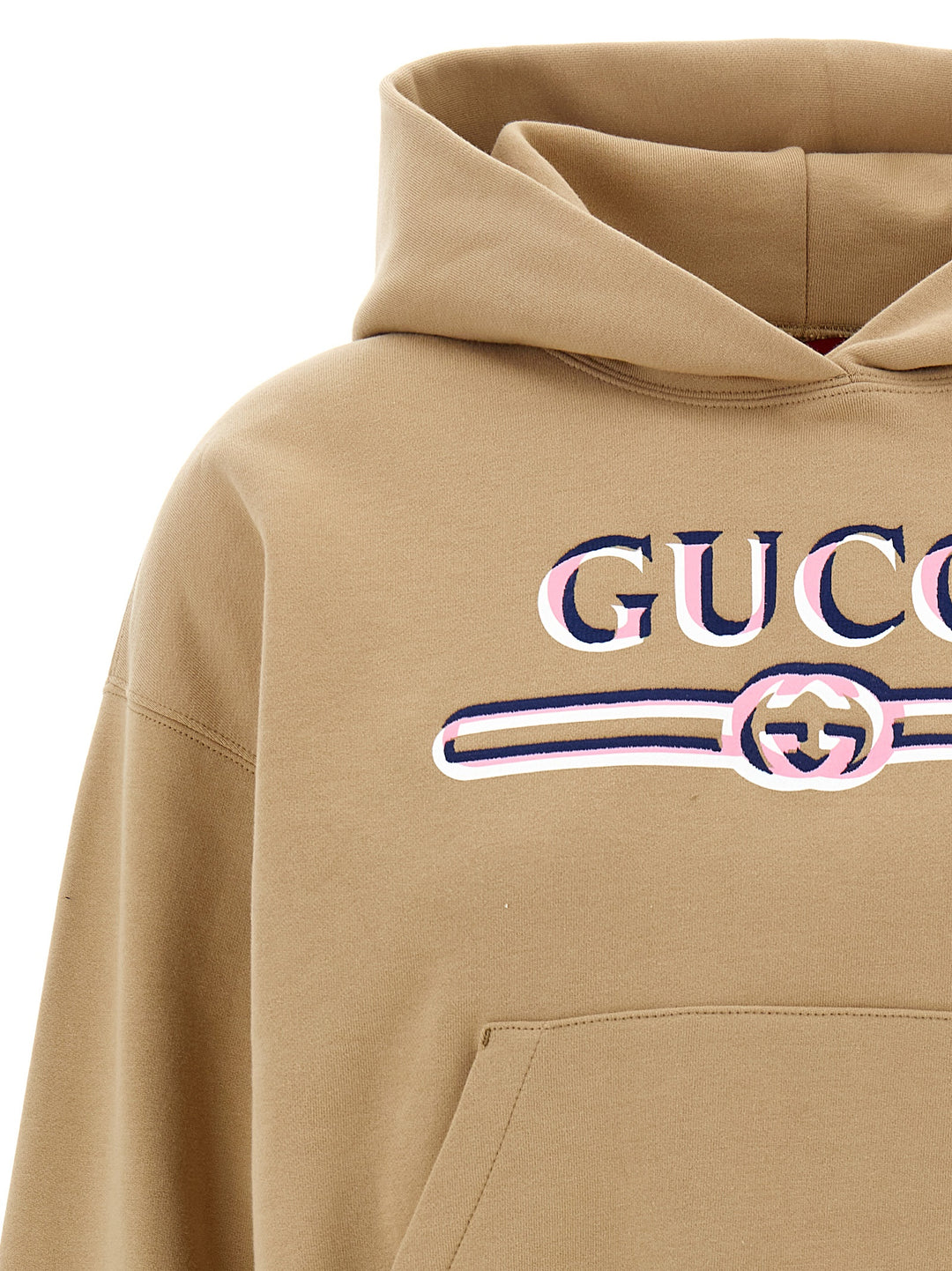 Gucci Logo Hoodie Sweatshirt - Beige | 6ccb85d1d14cea2f9aba58b97358bccd86c63cf1
