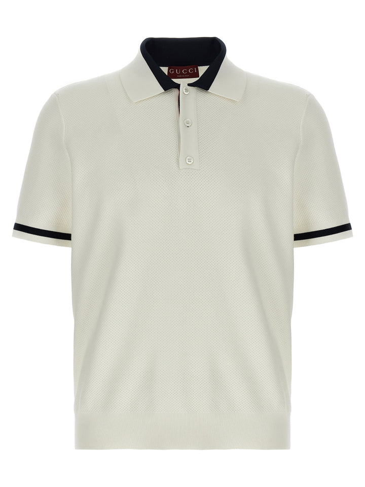 Gucci Gucci Intarsia  Shirt Polo - White/Black | 93aa37a82637d6af4eeceb66df26e8117e80ff15